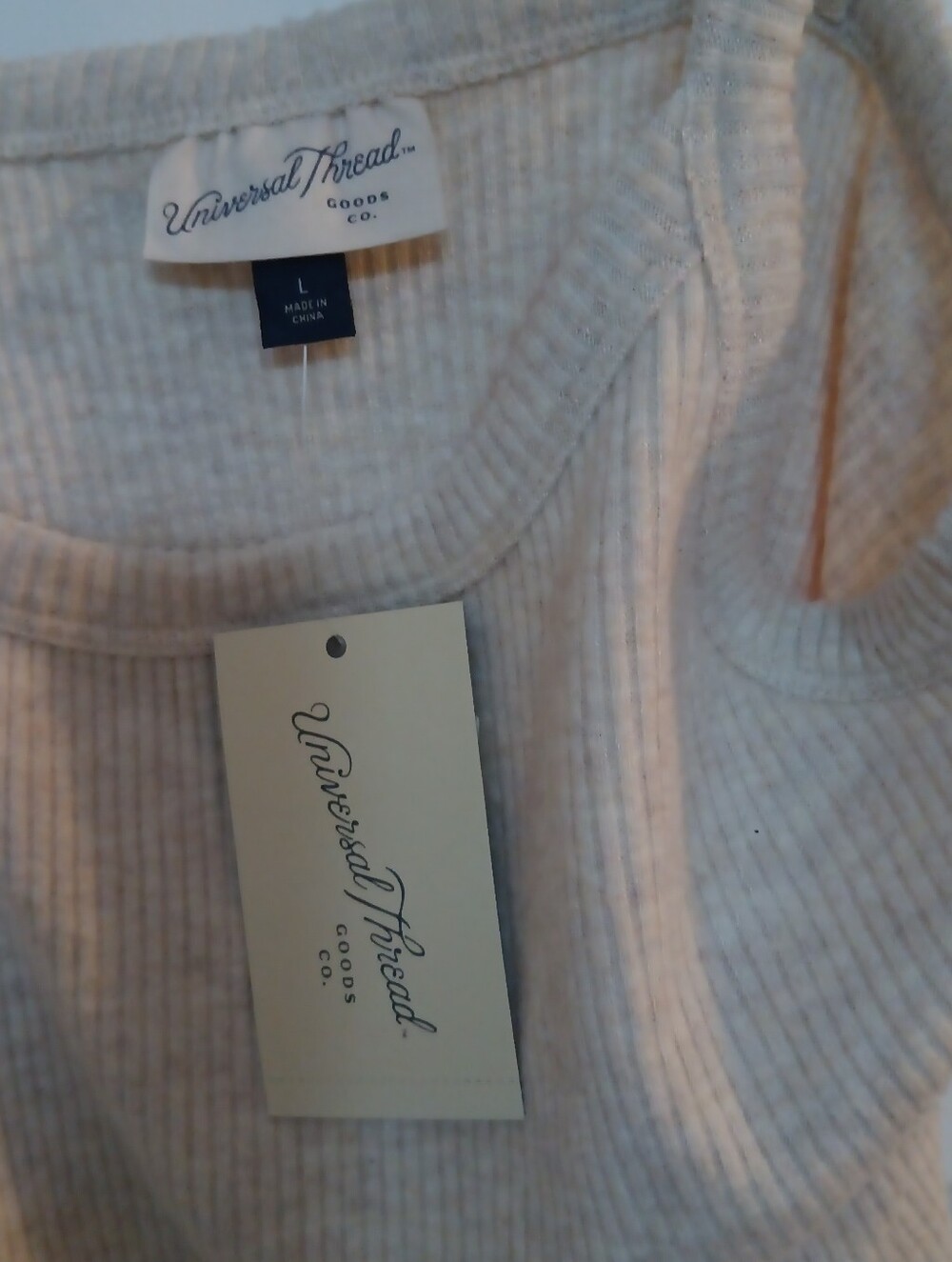 Universal Thread Cream Ribbed Spaghetti Strap Tank - Picture 2 of 4